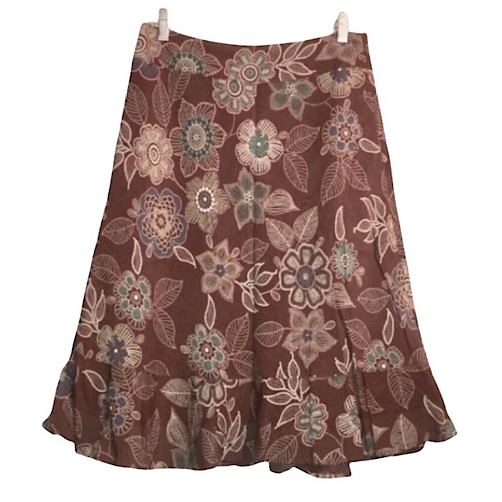 East 5th Brown and Green Floral Skirt